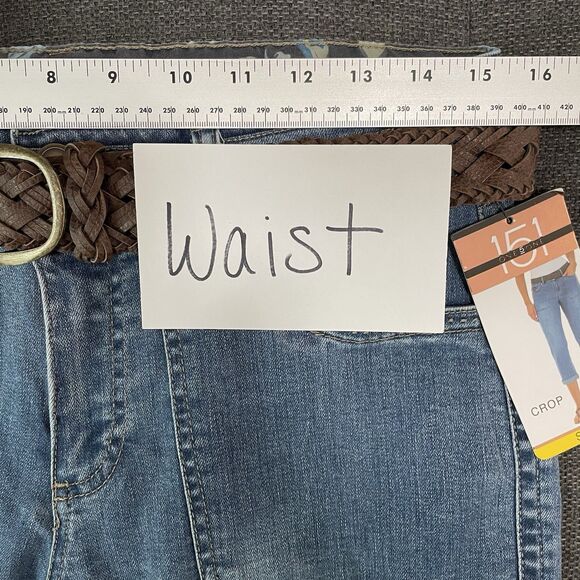 NEW One 5 One 151‎ Cropped Pants Jeans Braided Belt Medium Wash Denim Sz 8 NWT - Picture 5 of 10